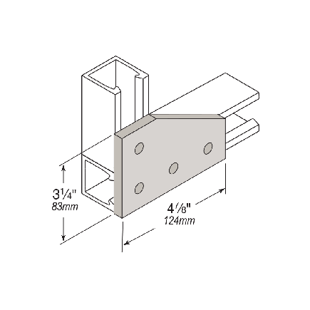 4 HOLE GUSSETED FLAT PLATE ANGLE FITTING VINYLESTER GRAY