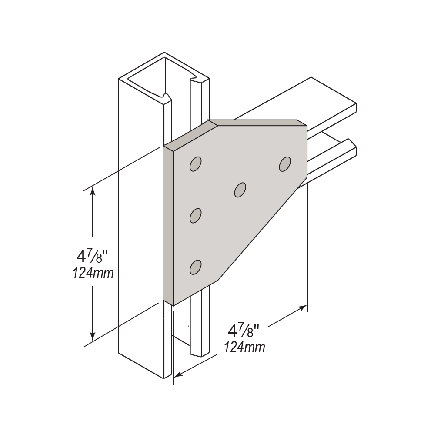 5 HOLE FLAT PLATE GUSSETED TEE FITTING VINYLESTER GRAY