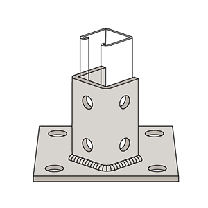 W5814 Series | Ten-Hole Post Base Single Channel Tall Clevis