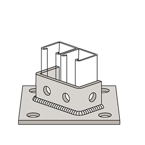 W5815 Series | Eight-Hole Post Base Double Channel Short Clevis