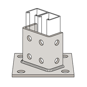 W5816 Series | Twelve-Hole Post Base Double Channel Tall Clevis